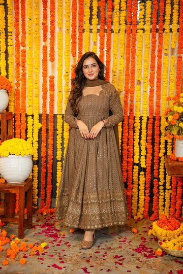 Ranjana Fashion's Night Star Chocolate Anarkali Suit Set