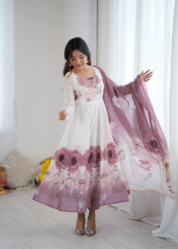 Beautiful Partywear Premium Organza Silk Anarkali Set
